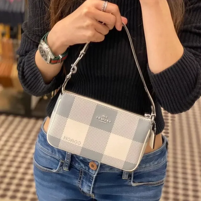COACH Nolita Leather Mahjong Bag Shoulder Bag Wrist Bag Clutch Small Size Women's Blue-2