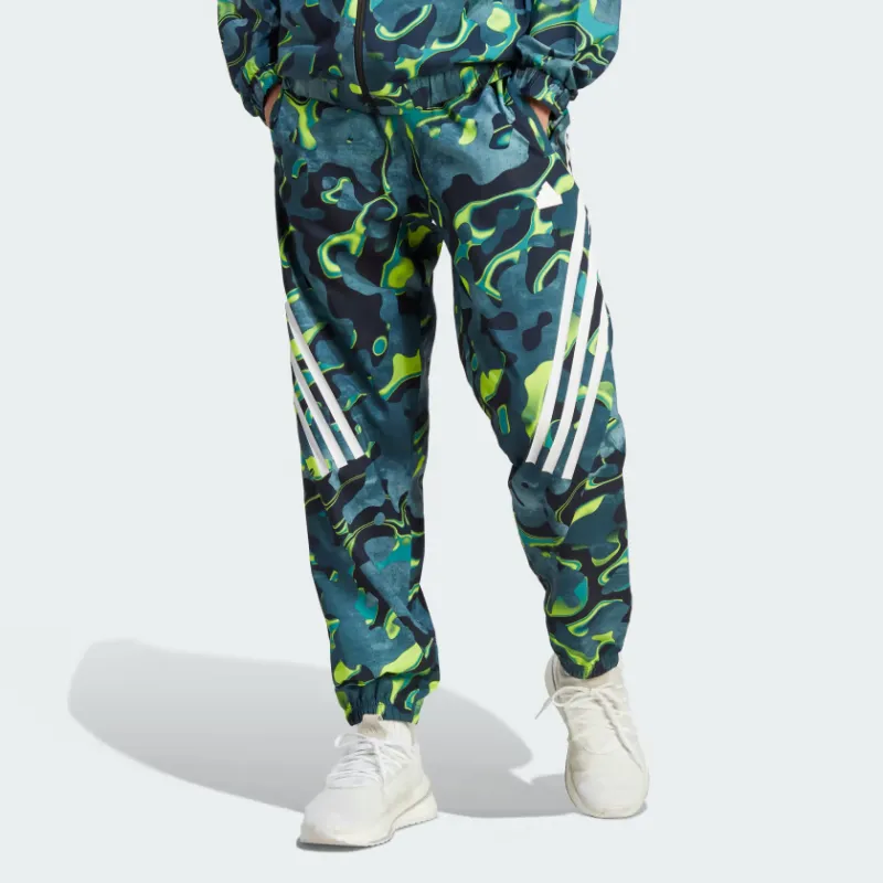 Adidas Future Icons Allover Print Tracksuit Bottoms Athletic Trousers Men's Night Blue-1