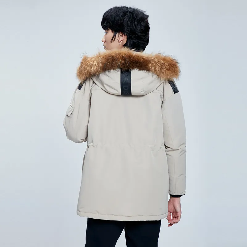 Discovery Expedition Solid Color Letters Detachable Hood Thickened Mid Length Down Jacket Men's-7