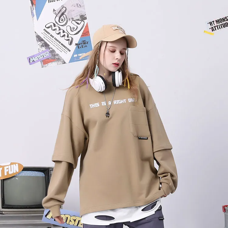 Bt Crew Neck Loose Fit Mock Two Piece Sweatshirt Unisex-8