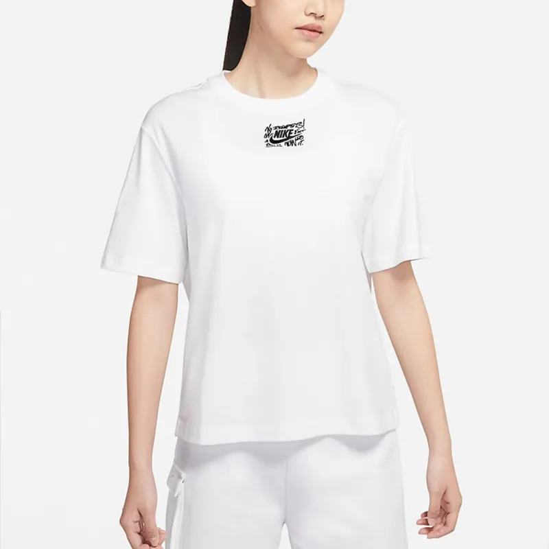 Nike Drop Shoulder Sleeve T Shirt Women's White-3