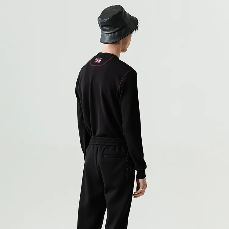 DAVID NAMAN Straight Long Sleeved T Shirt Men's Black-5