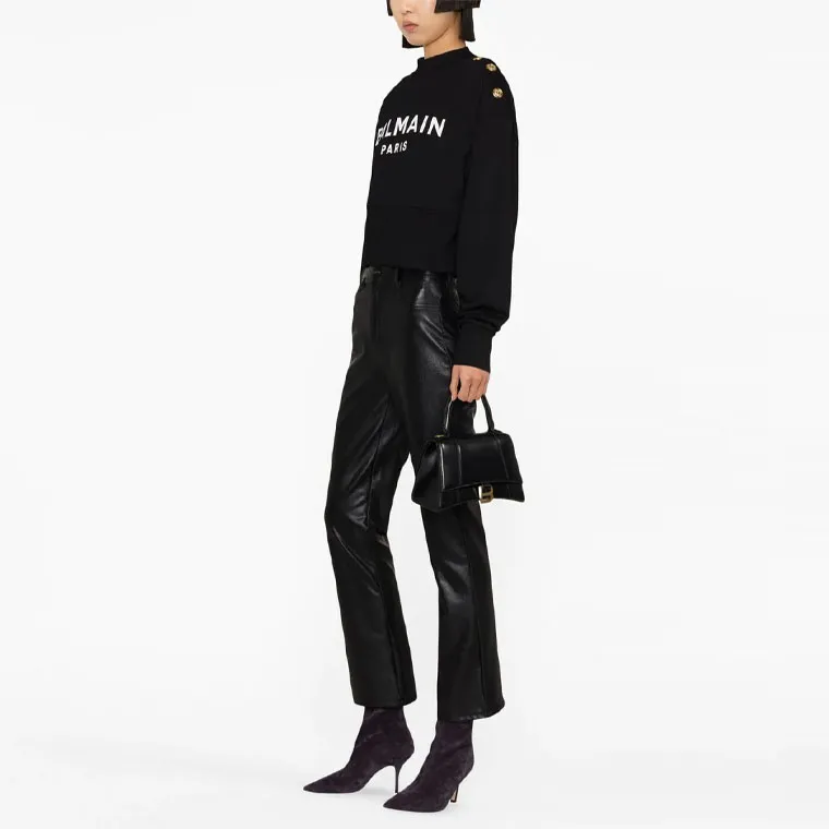 BALMAIN Logo Printed Cropped Sweatshirt-3