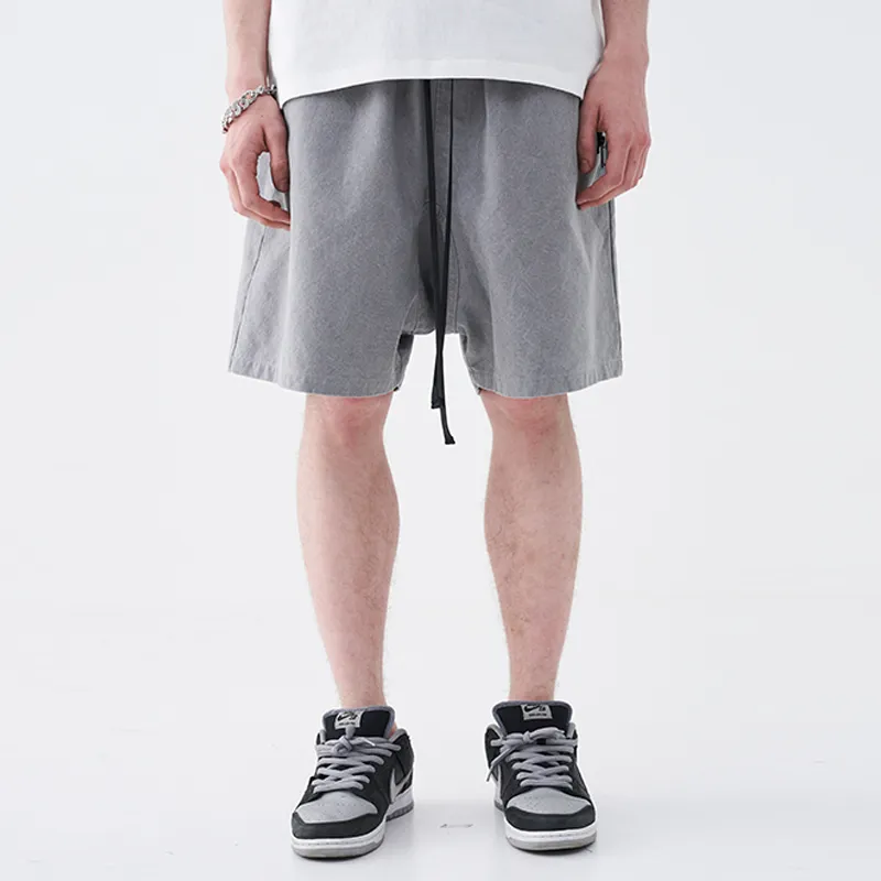 HARSH AND CRUEL Wax Washed Cotton Fabric Loose Fit Shorts Unisex-2