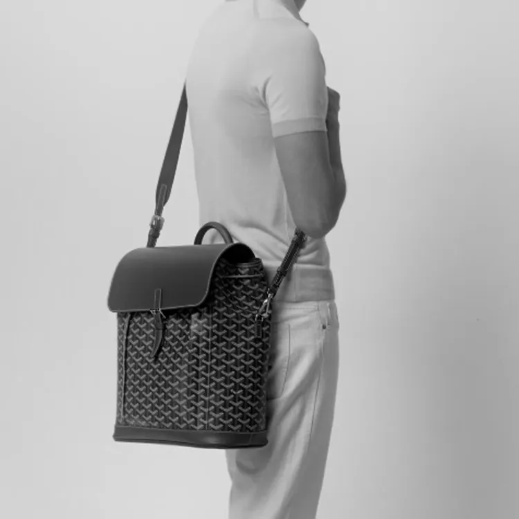 GOYARD Alpin Canvas With Leather Backpack Medium Size Unisex Marine Blue-7