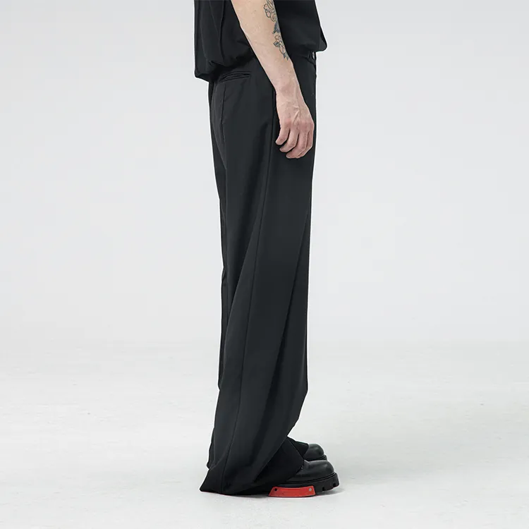 ATTEMPT Wide Leg Casual Pants Unisex Black-5