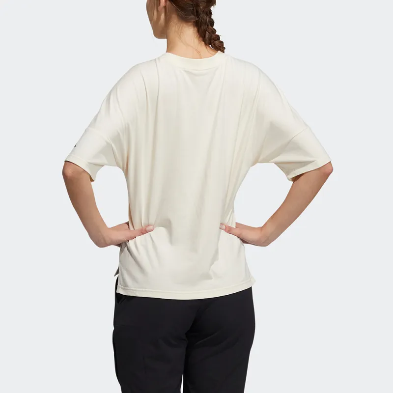 Adidas Drop Shoulder Sleeve T Shirt Women's Ecru-2