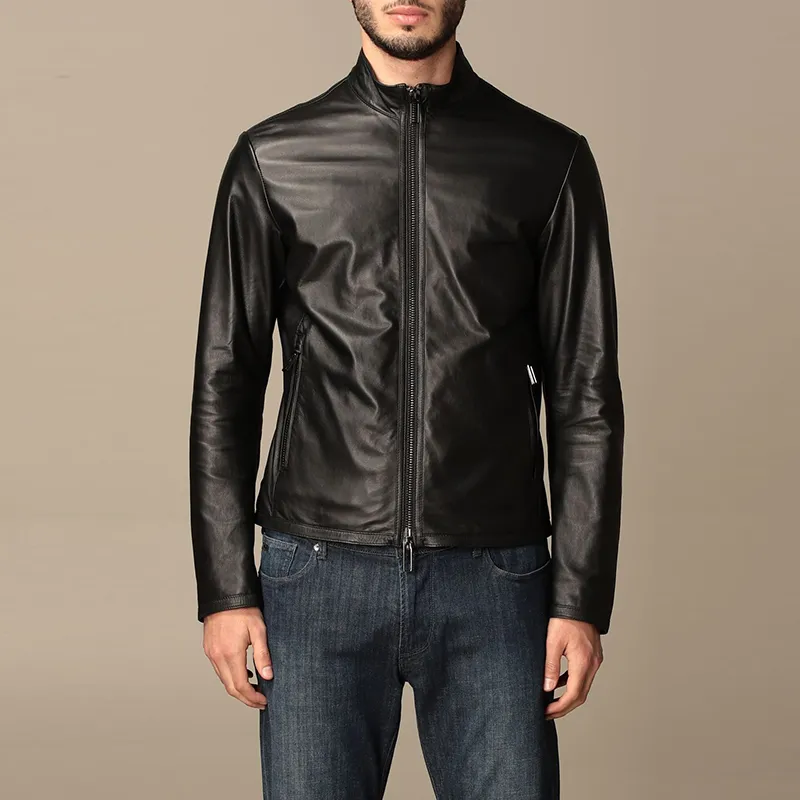 EMPORIO ARMANI Leather Jackets Men Black-2