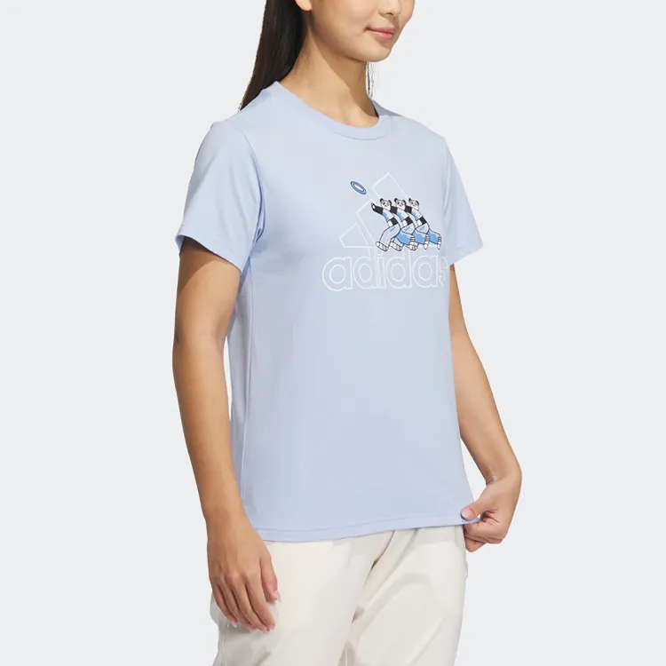 Adidas T Shirt Women's Light Pink Blue-3