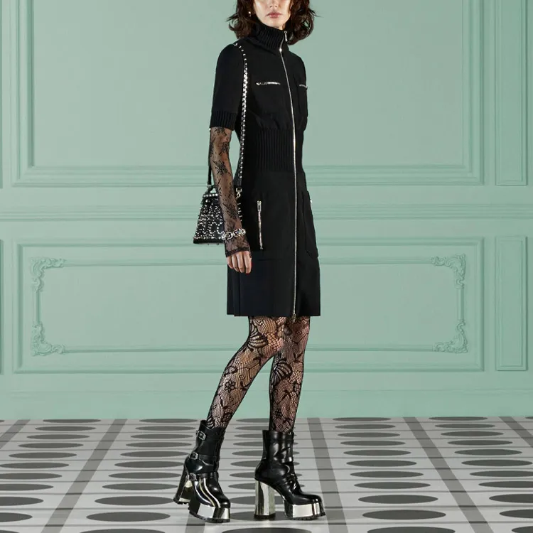 GUCCI High neck Zip up Minidress-2