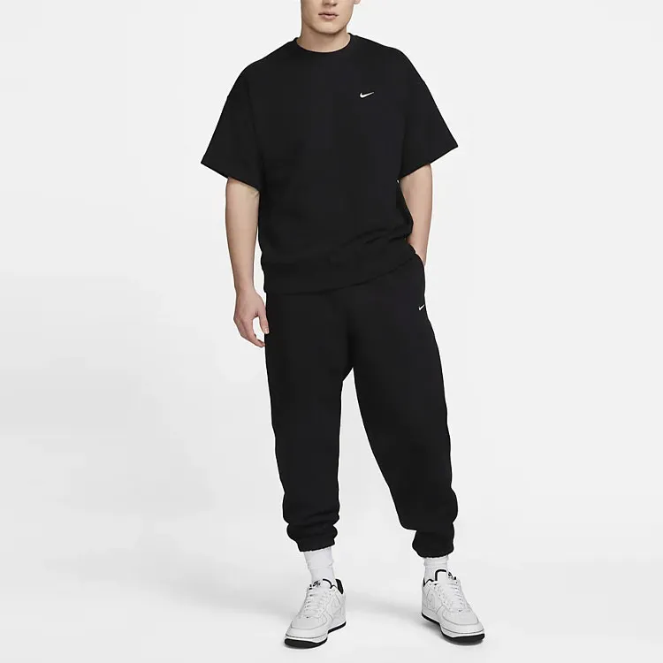 Nike Solo Swoosh Short-Sleeve French Terry Top Black/White-3