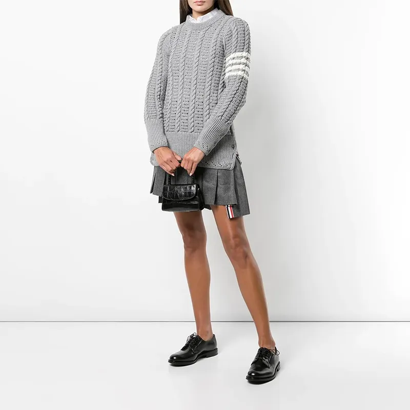 THOM BROWNE 4 Bar Stripe Pleated Skirt-4