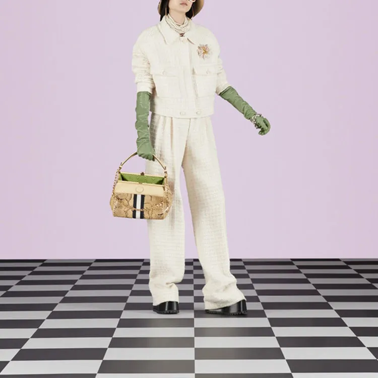 GUCCI Wide Leg Tweed Trousers-1