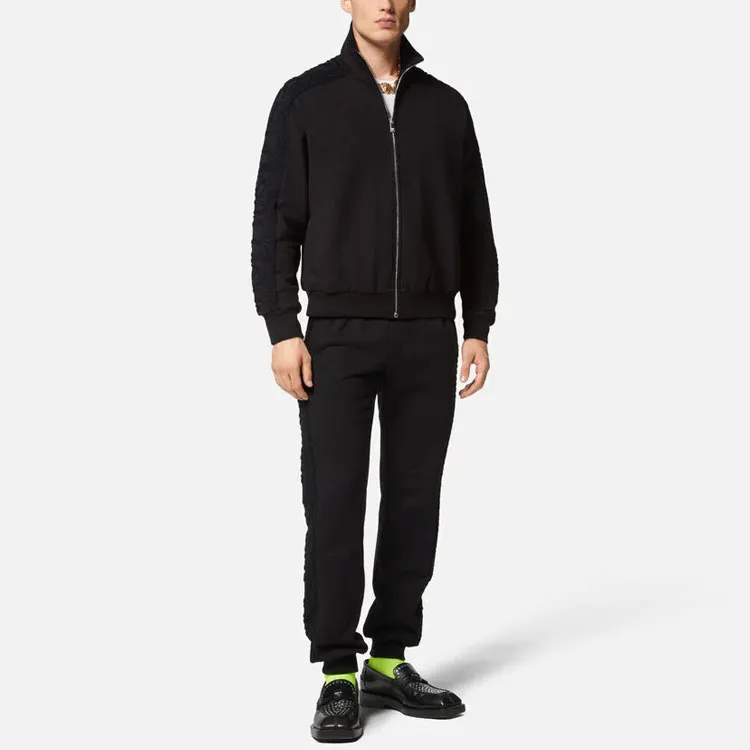 VERSACE Logo Embroidered Zip-Up Jacket-1
