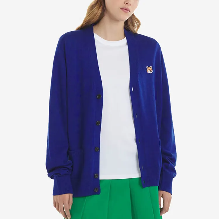 Maison Kitsune Chillax Fox Patch V Neck Cardigan-2