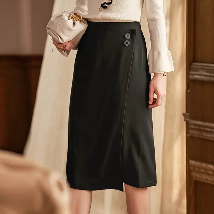 Olrain Casual Long Skirts Women's Black-2