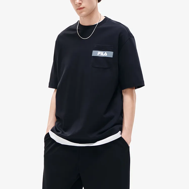 FILA Drop Shoulder Sleeve T Shirt Men's Jet Black-5