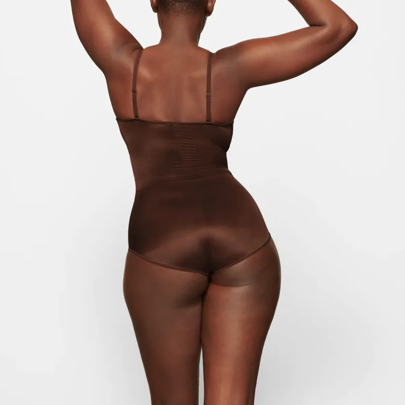SKIMS BARELY THERE BODYSUIT BRIEF W/SNAPS Bodysuits Women's Coffee COCOA-2