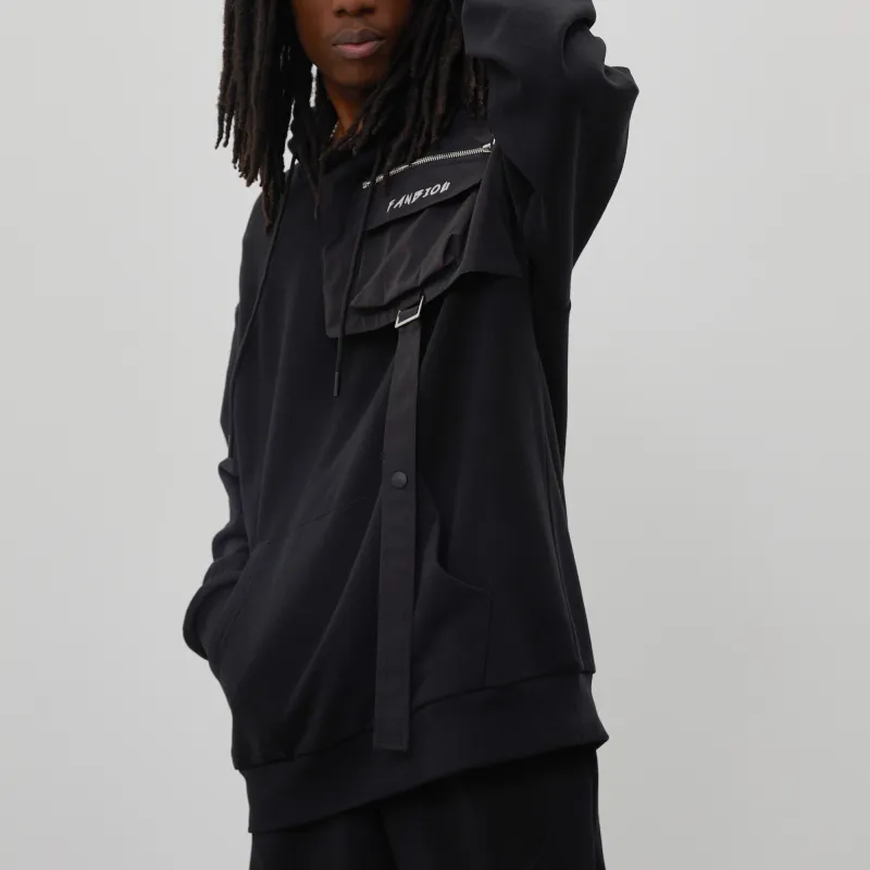 FANBIOU Hooded Loose Fit Sweatshirt Unisex Black-4