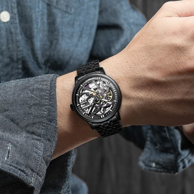 FAIRWHALE Pioneer Collection Men's Watch Automatic Mechanical Movement Men's Watches Black Dial-4