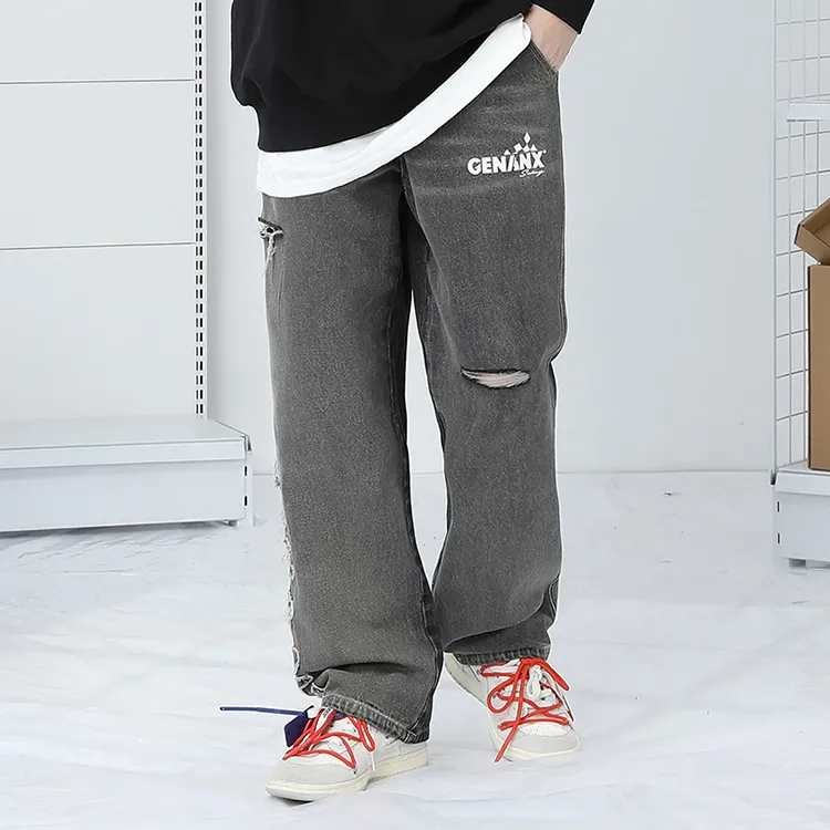 GENANX Jeans Unisex Black Gray Color-2