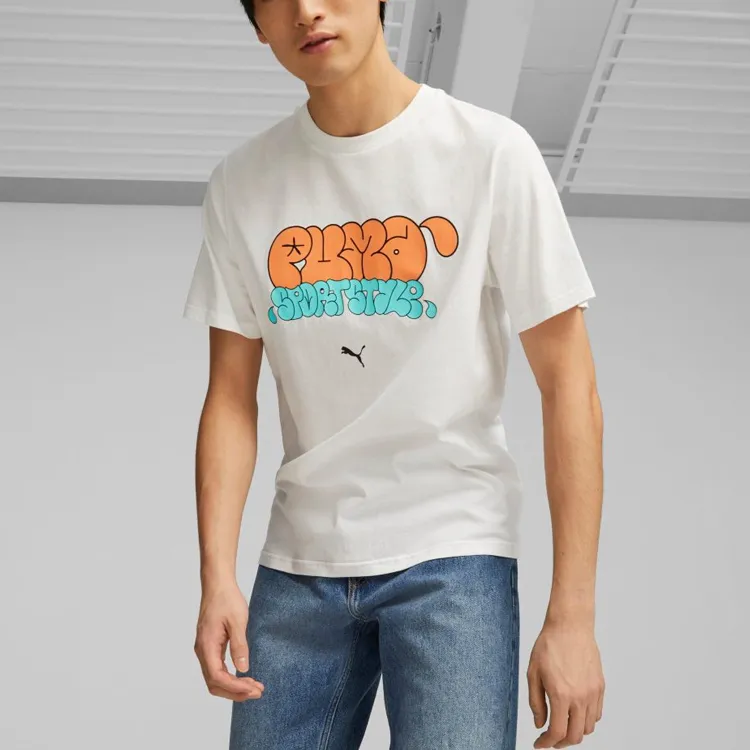 PUMA GRAPHICS T Shirts Men White-2