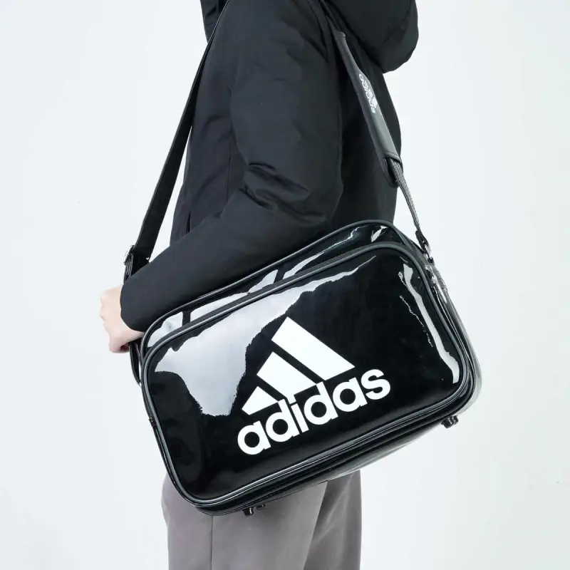 Adidas Polyurethane Gym Bag Shoulder Bag Crossbody Bag Small Size Unisex Black-5