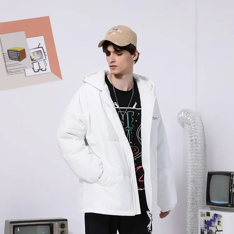TVX Letter Hooded Loose Fit Puffer Jacket Unisex White-4