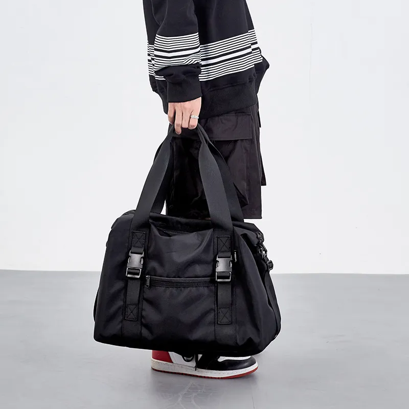 MYEDITION Travel Bag, Handbag, Shoulder Bag Nylon Fabric Black Unisex-5