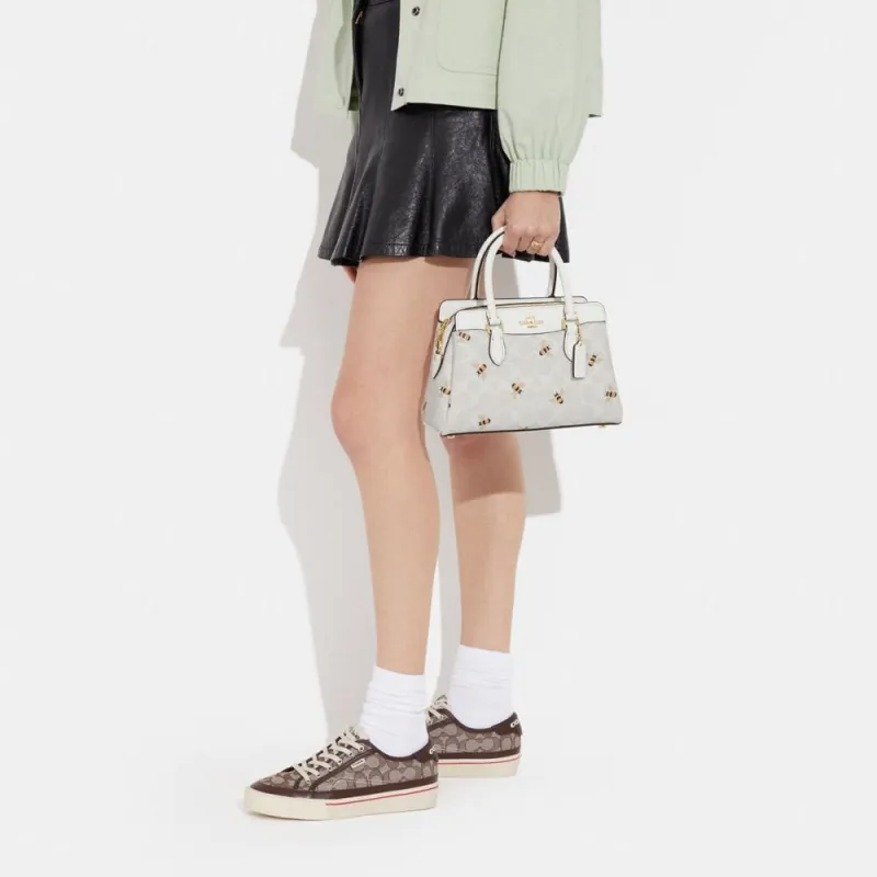 COACH Darcie Coated Canvas With Smooth Leather Shoulder Bag, Crossbody Bag, Handbag Medium Size Women's White-3