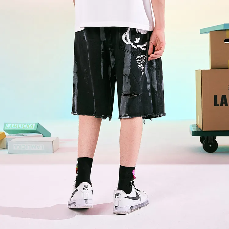 LAMLICKA Denim Shorts Unisex Black-4