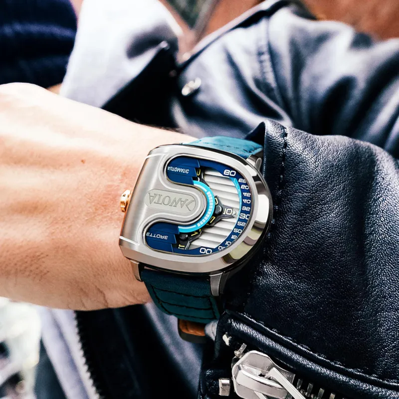 ATOWAK Supercar Wrist Watch Automatic Mechanical Movement Genuine Leather Strap 46.5*40.5*14mm Blue Dial Men's Watches-6