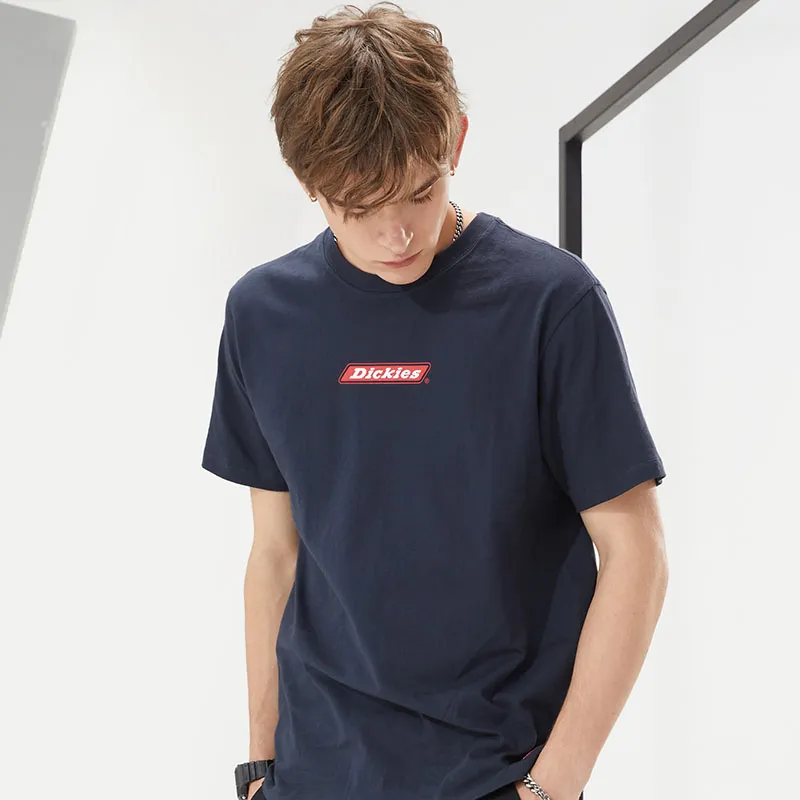 Dickies Crew Neck Fitted Straight Short Sleeved T Shirt Unisex Dark Marine Blue-2