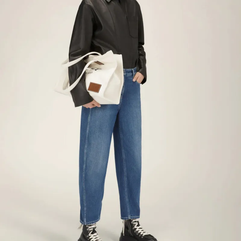 BALLY Fabric Cow Leather Patchwork Tote Bag Shopping Bag Handbag Shoulder Bags Women's Ecru-8