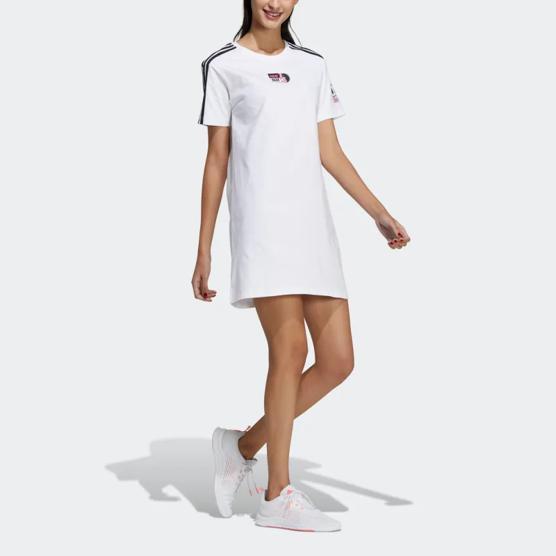 Adidas Neo Short Sleeved Dresses Women's White-3
