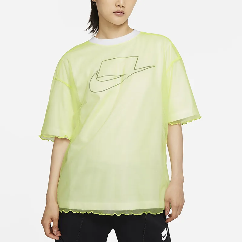Nike Drop Shoulder Sleeve T Shirt Women's Yellow-3