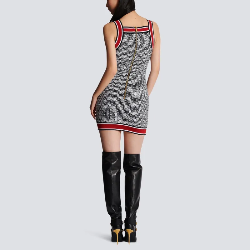BALMAIN Monogram Sleeveless Knit Dress-2