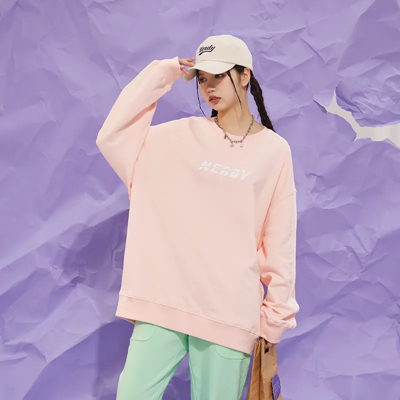 NERDY SS22 Crew Neck Loose Fit Sweatshirt Unisex Orange Pink-4