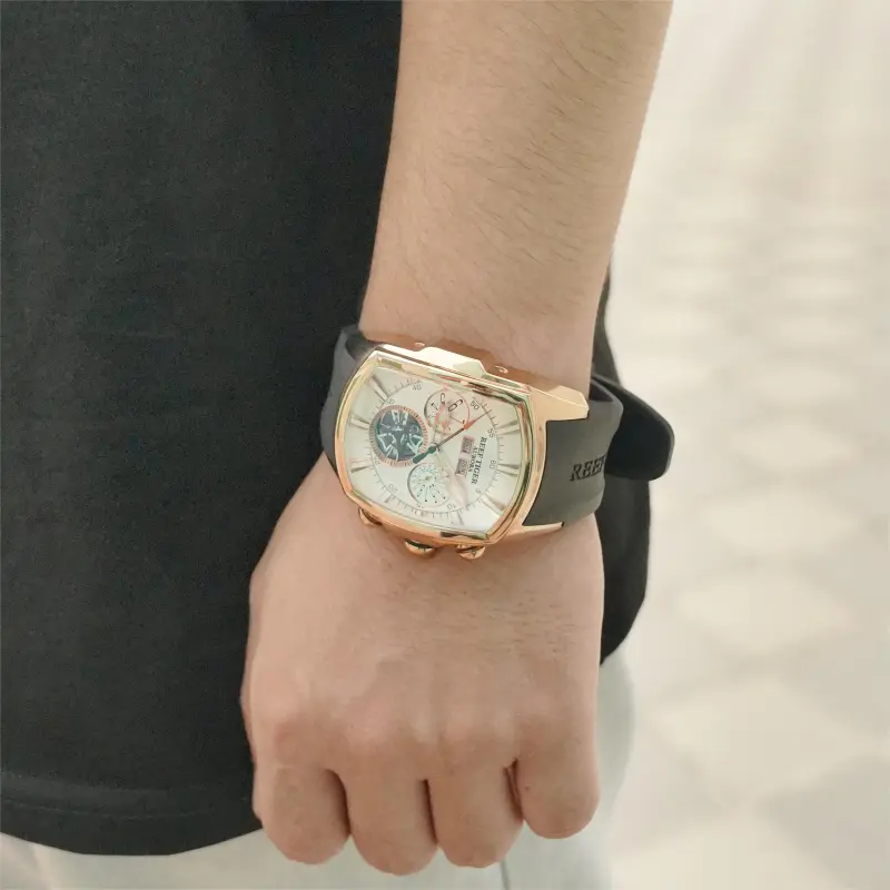REEF TIGER Aurora Collection Tank II Automatic Mechanical Movement Watch Men's Watches White Dial-7