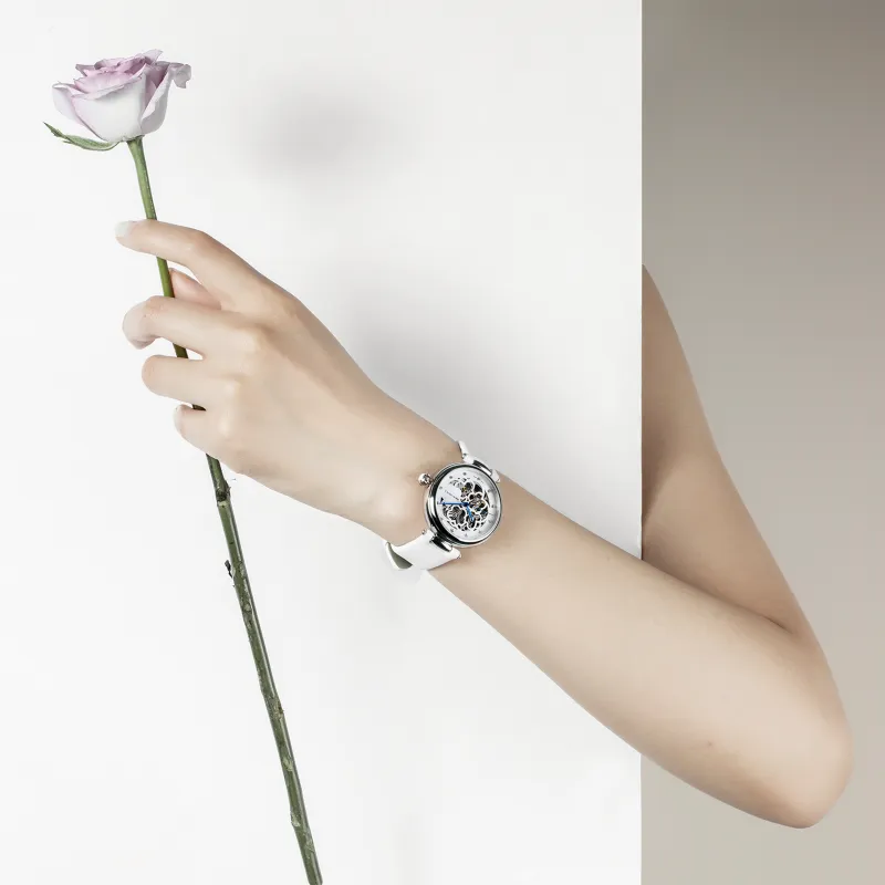Sea Gull Frontier Automatic Mechanical Movement Genuine Leather Strap Watch Women's Watch White Dial-3