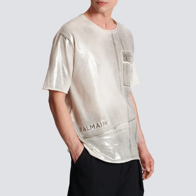 BALMAIN T-Shirts Men Silver-5