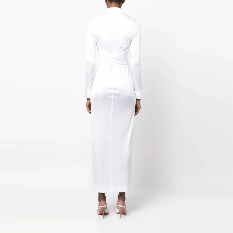 Burberry Long-Sleeved Dresses Women's White-2