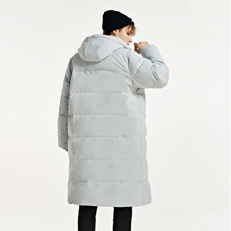 Kappa Solid Color Hooded Long Down Jacket Men's-3