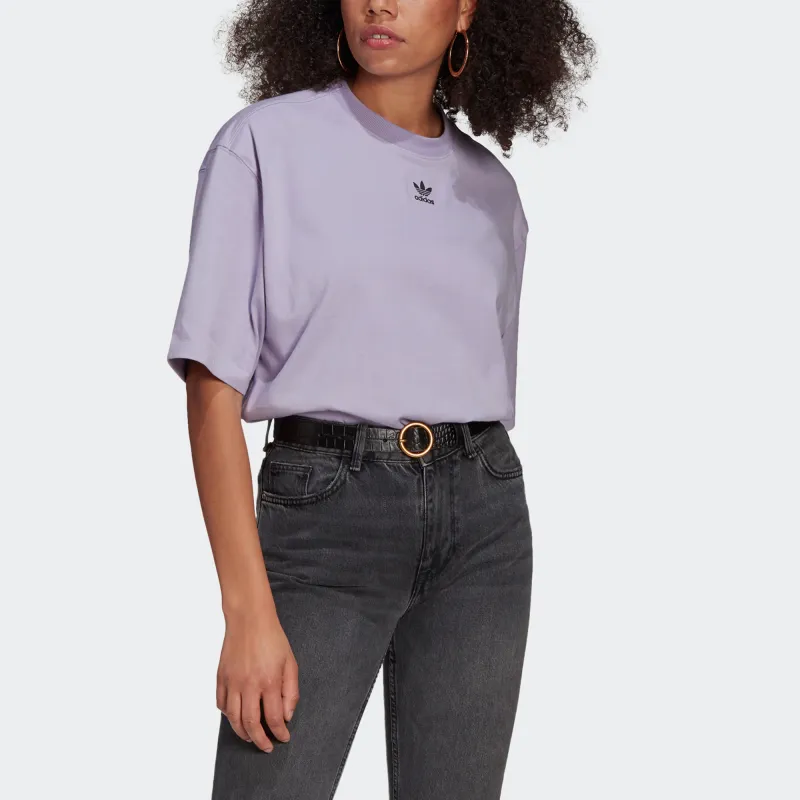 Adidas Originals Drop Shoulder Sleeve T Shirt Women's Light Purple-3