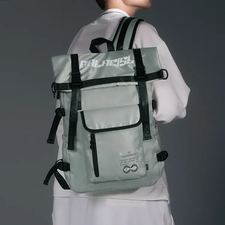 8atheist Polyester Backpack Multi Compartment Backpack Unisex Light Gray Green-6