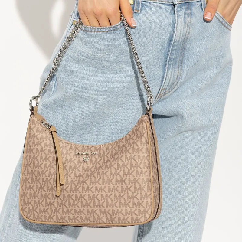 MICHAEL KORS Jet Set Charm Leather Handbag, Shoulder Bag Women's Beige-4