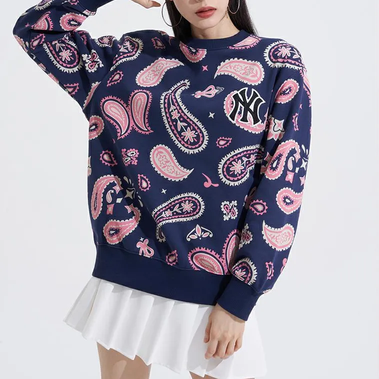 MLB Cashew Flower Sweatshirts Unisex Marine Blue-7