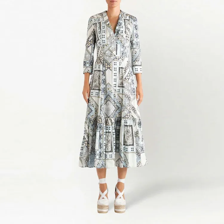 ETRO Paisley-Printed V-Neck Flared Dress-1