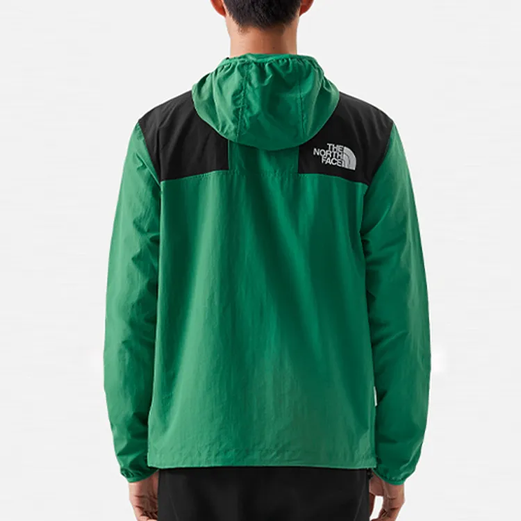 THE NORTH FACE Men's Logo Print Color Block Zip-Up Hooded Jacket Green-2