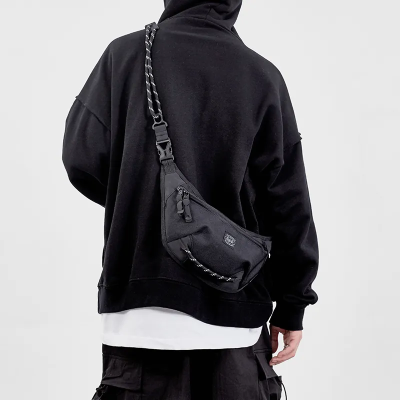 MYEDITION Crescent Bag Shoulder Bag Crossbody Bag Sling Bag Nylon Fabric Black Unisex-10
